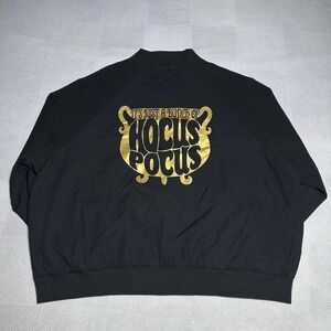 Disney‎ Hocus Pocus Bomber Jacket Womens XL Black Flame Candle Movie Halloween